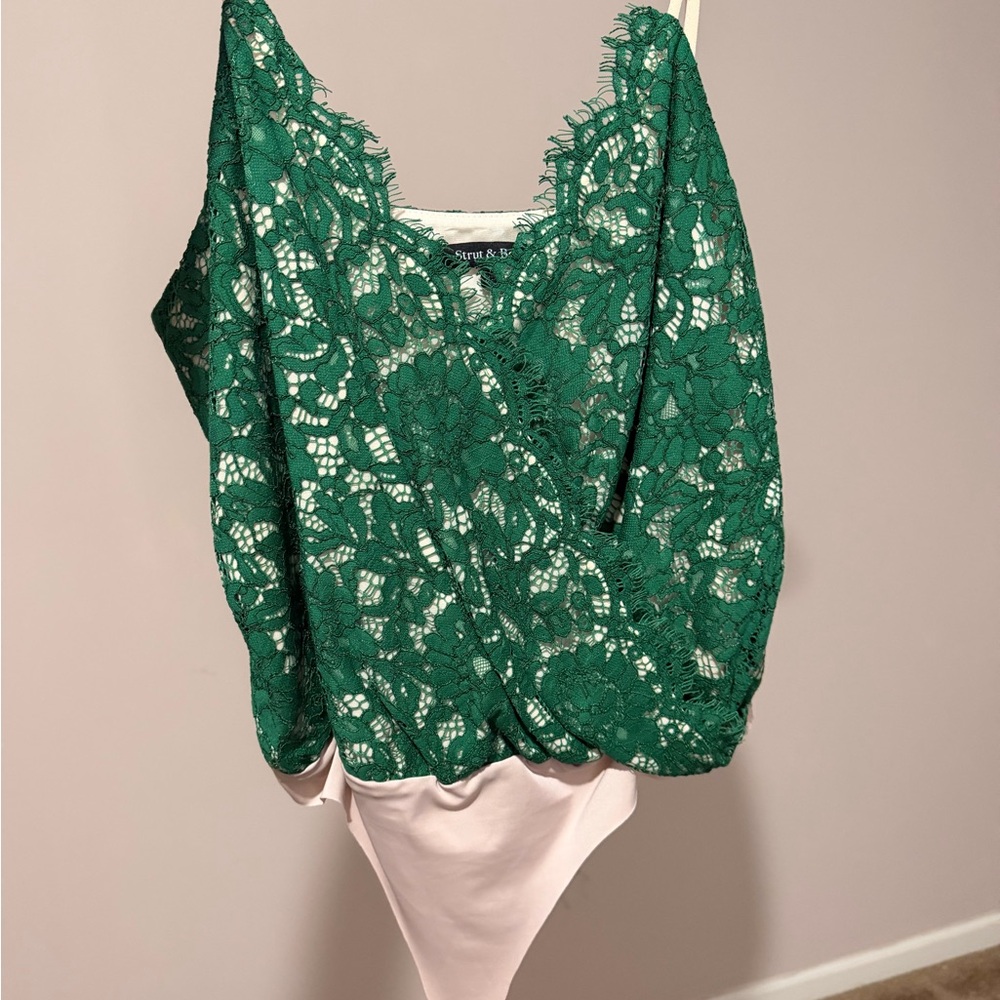 Elegant Green Lace Bodysuit by Strut & Bolt